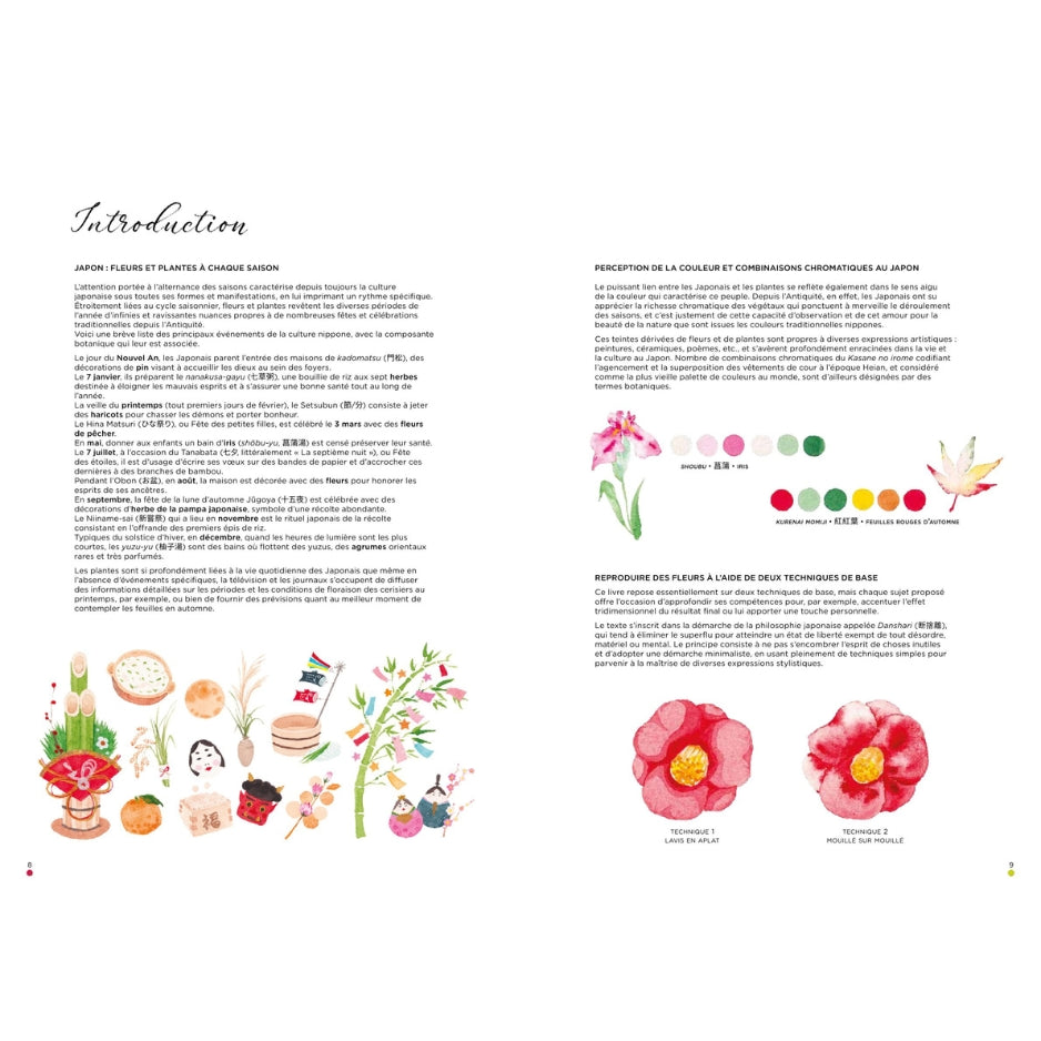 Leçons d'aquarelle japonaise - Techniques pour peindre fleurs et plantes