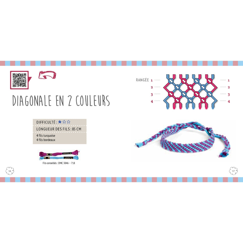 Kit Bracelets brésiliens - Un livret avec des instructions, des modèles, des materiaux et des tutoriels vidéos !